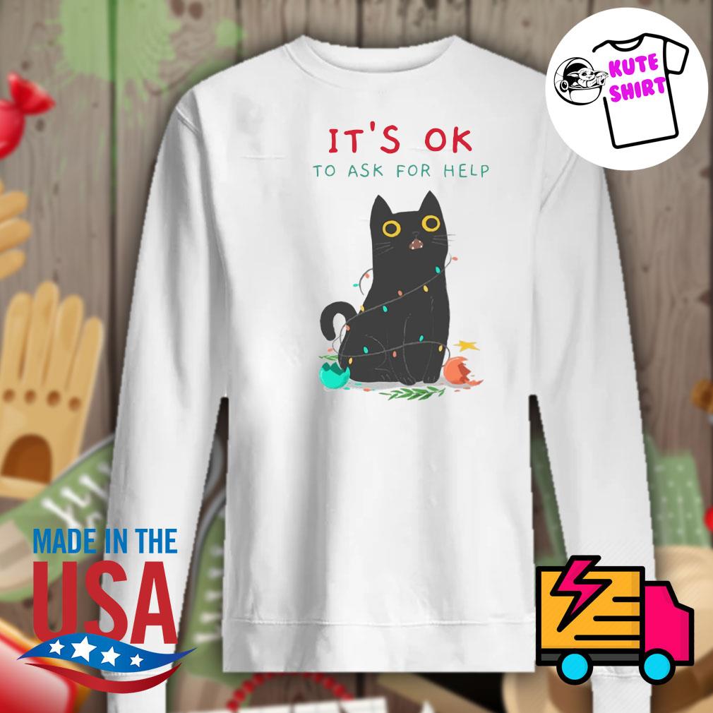 It's Ok to Ask for Help (Black Cat) - T-Shirt