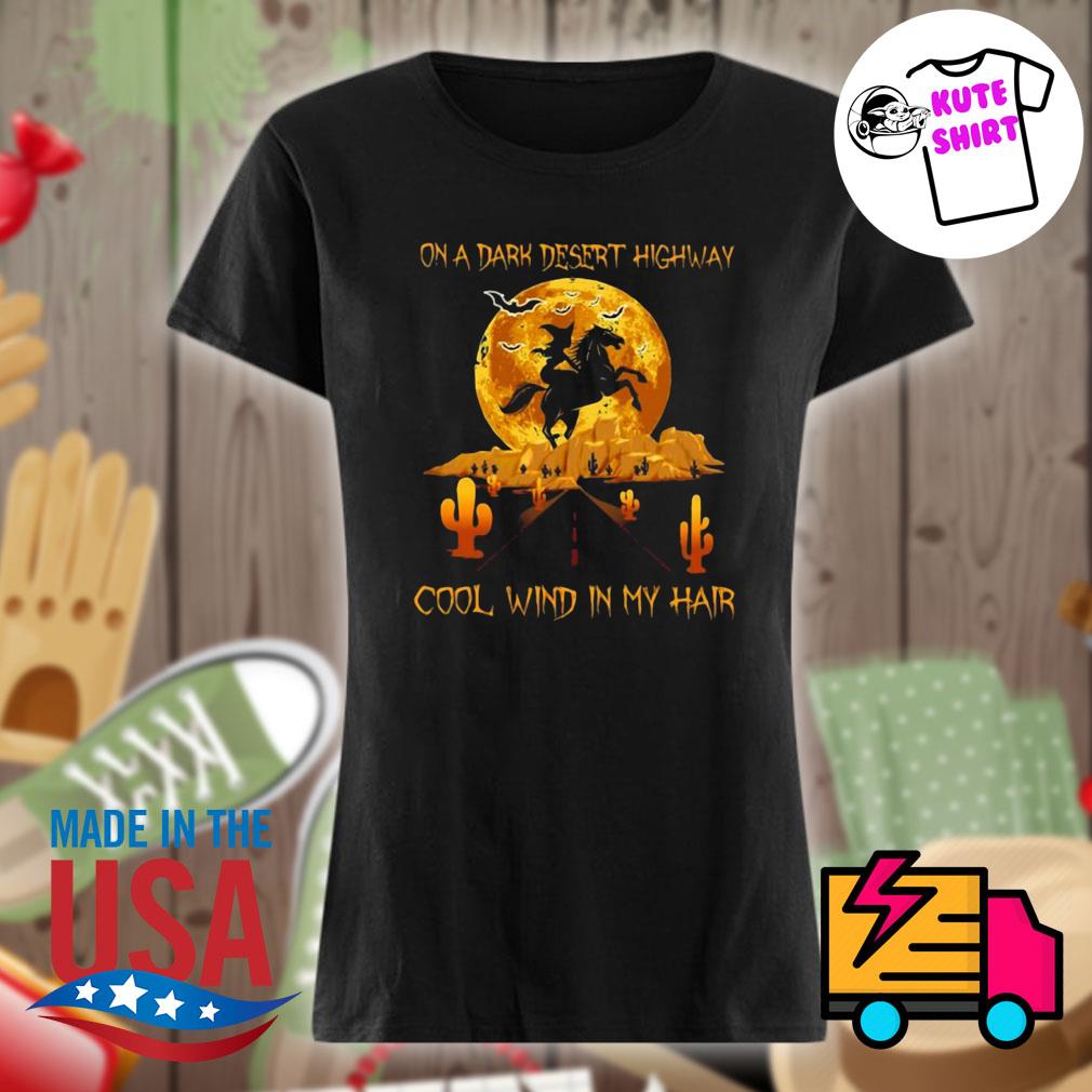 Witch Horse on a dark desert highway cool wind in my hair Halloween s Ladies t-shirt