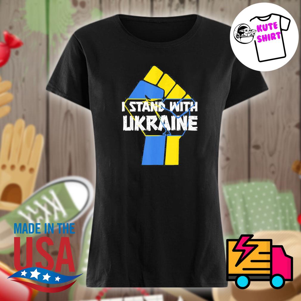 I stand with Ukraine hand s Ladies t-shirt