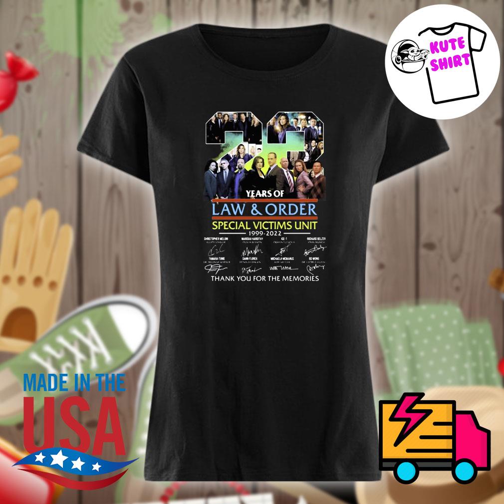 23 years of Law and Order special victims unit 1999 2022 signatures thank you for the memories s Ladies t-shirt