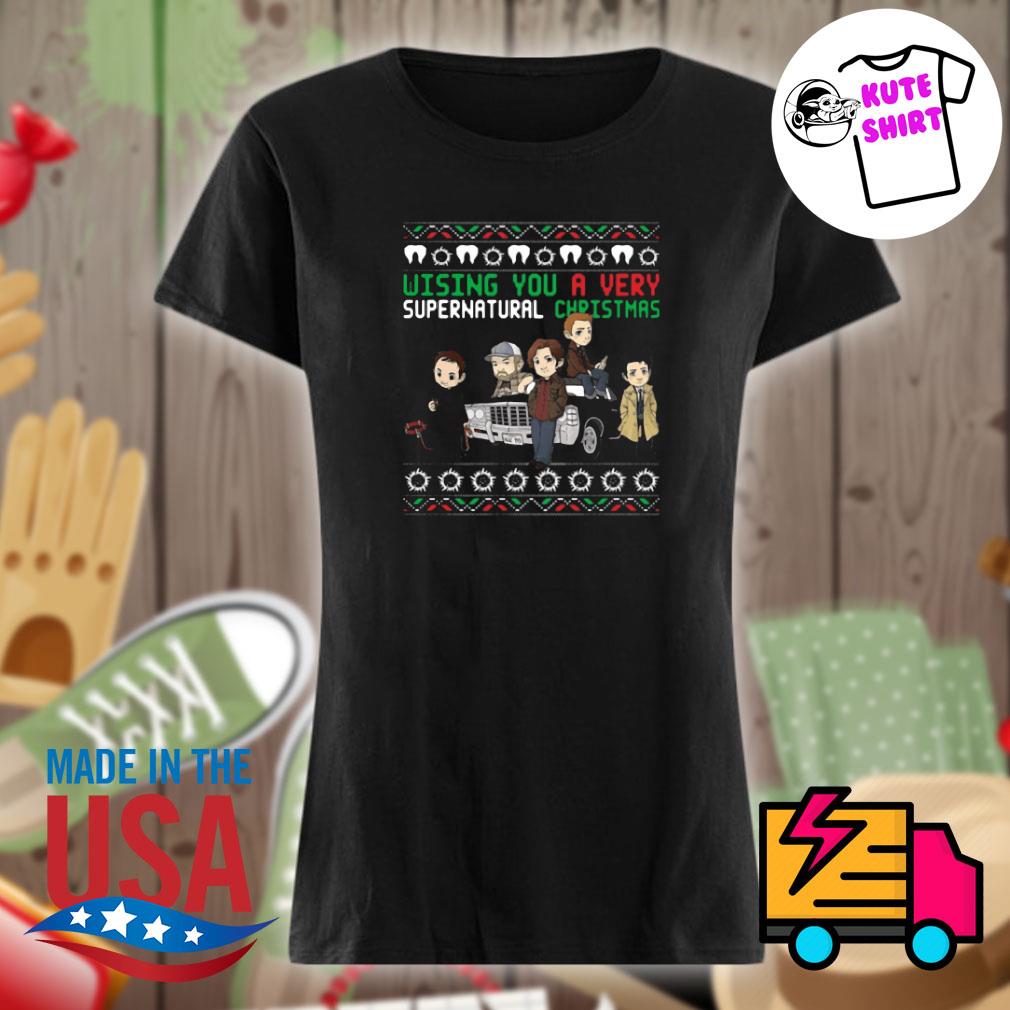 Wishing you a very Supernatural Ugly Christmas sweater Ladies t-shirt