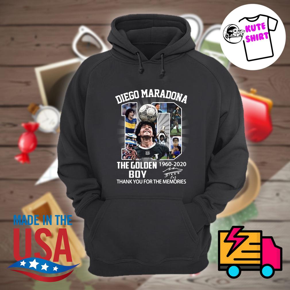 Rip 10 Diego Maradona The Golden Boy 1960 Signature Thank You For The Memories Shirt Hoodie Tank Top Sweater And Long Sleeve T Shirt