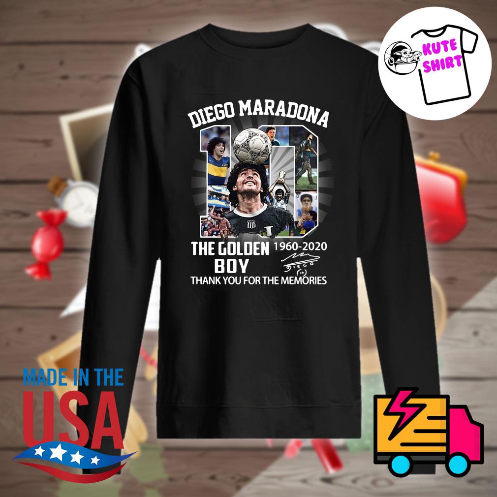 Rip 10 Diego Maradona The Golden Boy 1960 Signature Thank You For The Memories Shirt Hoodie Tank Top Sweater And Long Sleeve T Shirt