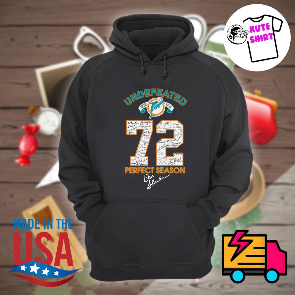 Undefeated 1972 miami dolphins 72 perfect season signatures t shirt,  hoodie, sweater, long sleeve and tank top