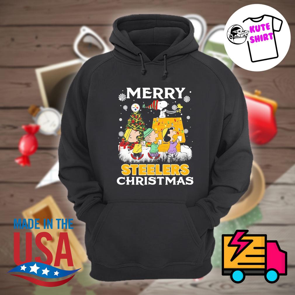 Merry christmas pittsburgh steelers the peanuts characters shirt, hoodie,  sweater, long sleeve and tank top