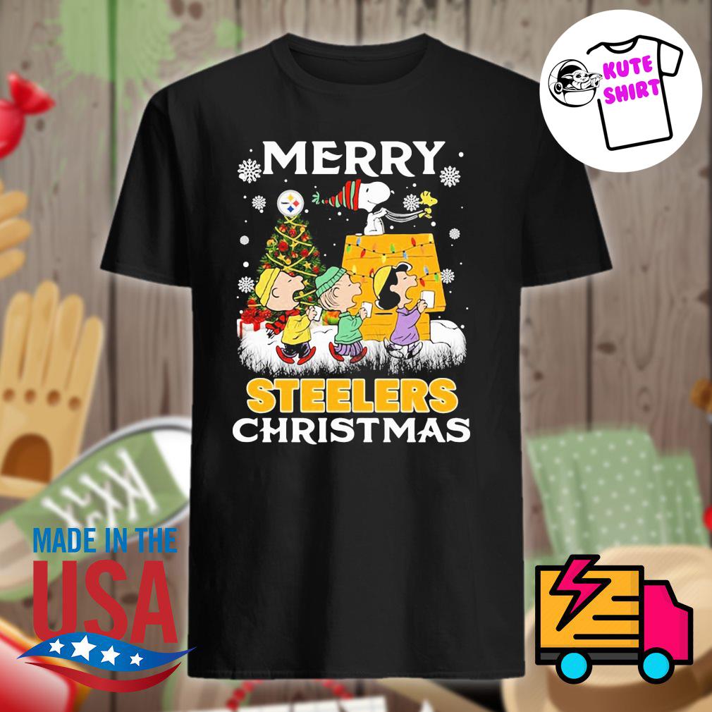 Merry christmas pittsburgh steelers the peanuts characters shirt, hoodie,  sweater, long sleeve and tank top